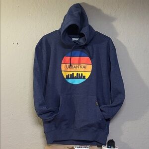 Urban Outfitters Navy Hoodie with Vibrant Graphic